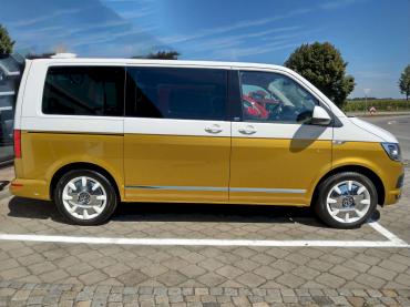 VW T6 Multivan zweifarbig Candy weiß Kurkumagelb metallic freie Werkstatt Auto Till Höhenkirchen